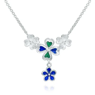 Far East Jewelry Women's Blue / Silver Handmade Spring Elf Necklace Silver & Enamel In Multi