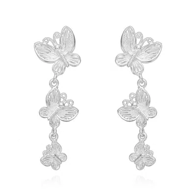 Far East Jewelry Women's Handcrafted Silver Butterfly Shadow Earrings