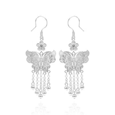 Far East Jewelry Women's Handcrafted Silver Dream Butterfly Earrings