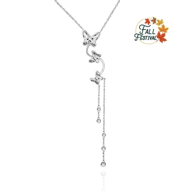 Far East Jewelry Women's White / Silver Handcrafted Silver & Crystal Butterfly Necklace In Multi