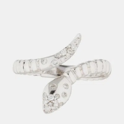 Pre-owned Fara 14k White Gold Lab Grown Diamond Snake Ring