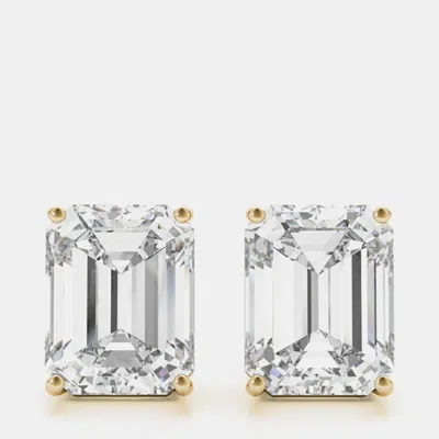 Pre-owned Fara 14k Yellow Gold Emerald Shaped Lab Grown Diamond Earring Studs (3.00 Ct)
