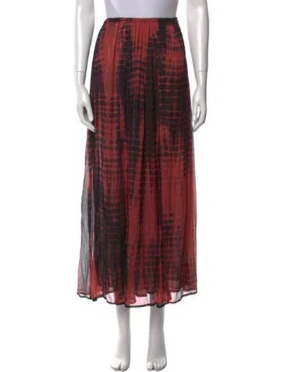 Pre-owned Fara Tie-dye Print Midi Length Skirt In Red