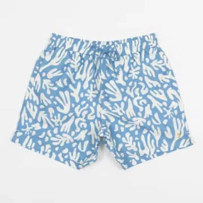 Farah Colbert Reef Pattern Swim Shorts In Blue & White