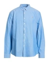 Farah Man Shirt Azure Size Xxl Organic Cotton In Blue
