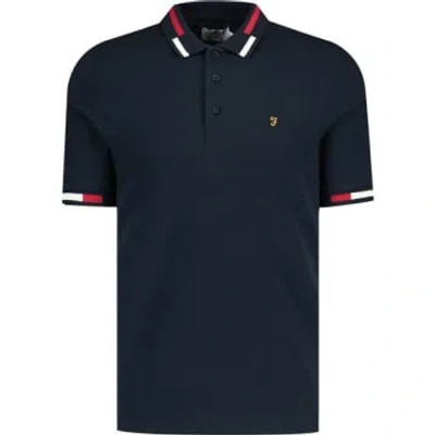 Farah Maxwell Tipping Ss Polo In True Navy In Blue