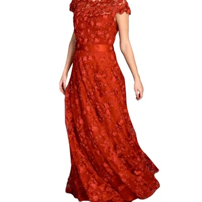 Farah Naz New York French Lace Gown For Women In Red