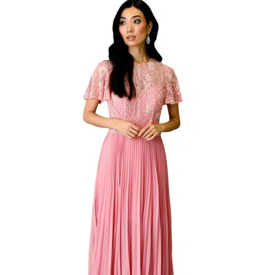 Farah Naz New York Women's Embroidered Pleated Dress In Pink