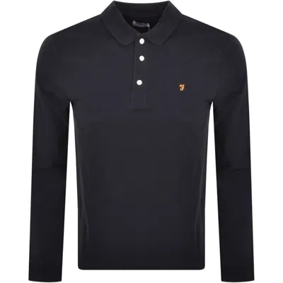 Farah Vintage Blanes Long Sleeve Polo T Shirt Navy