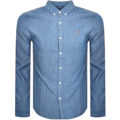 Farah Vintage Brewer Denim Long Sleeve Shirt Blue
