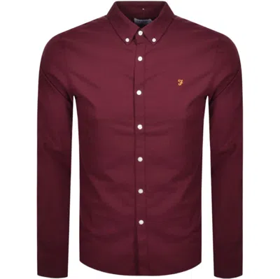 Farah Vintage Brewer Long Sleeve Shirt Burgundy