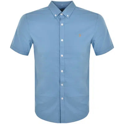 Farah Vintage Brewer Slim Short Sleeve Shirt Blue