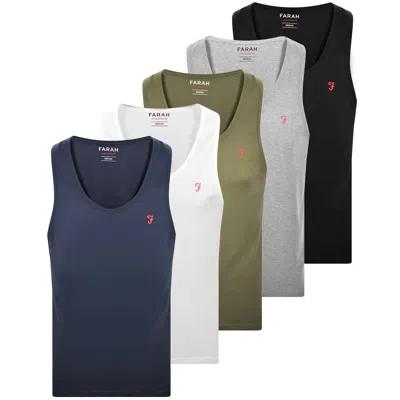 Farah Vintage Farah Borstein 5 Pack Vests In Black
