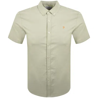 Farah Vintage Farah Brewer Slim Fit Shirt Soft Green In Animal Print