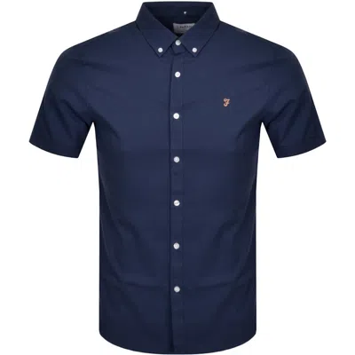 Farah Vintage Farah Brewer Slim Short Sleeve Shirt Navy In Blue