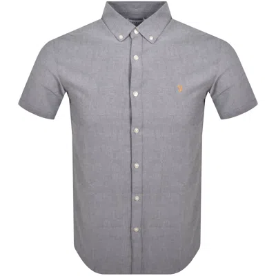 Farah Vintage Farah Brewer Slim Short Sleeve Shirt White In Blue