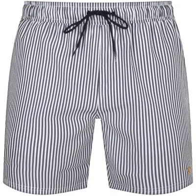 Farah Vintage Farah Colbert Seersucker Stripe Swim Shorts Navy In Blue