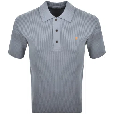 Farah Vintage Farah Gerry Rib Knit Polo Icelandic Blue