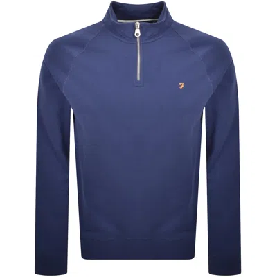 Farah Vintage Farah Jim Quarter Zip Sweatshirt Blue