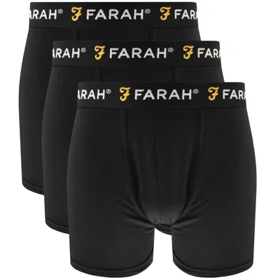Farah Vintage Farah Saginaw 3 Pack Boxer Shorts Black
