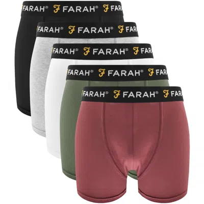 Farah Vintage Gaveer 5 Pack Boxer Shorts In Black