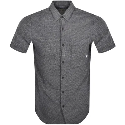 Farah Vintage Jacquard Short Sleeve Shirt Navy