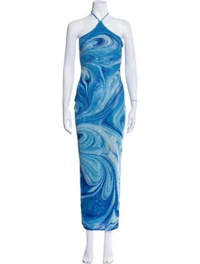 Pre-owned Farai London Paisley Print Long Dress In Blue