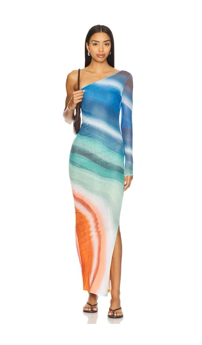 Farai London Selene One Shoulder Dress In Blue