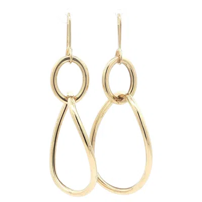 Pre-owned Faraone Mennella 18k Yellow Gold Long Drop Interlocking Hoop Dangle Earrings
