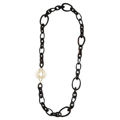 Pre-owned Faraone Mennella R.f.m.a.s Wood And 18k Link Station Necklace In Multi
