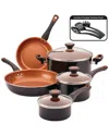 Farberware 11pc Freeware Glide Copper Ceramic Nonstick Cookware Set
