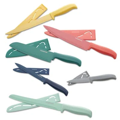 Farberware 12-piece Resin Knife Set In Blue;green;gray;yellow;pink;teal