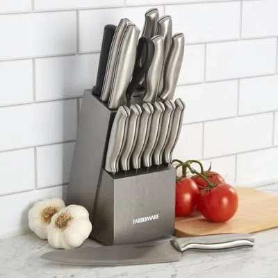 Farberware 15-piece High Carbon Stainless Steel Knife Block Set In Graphite