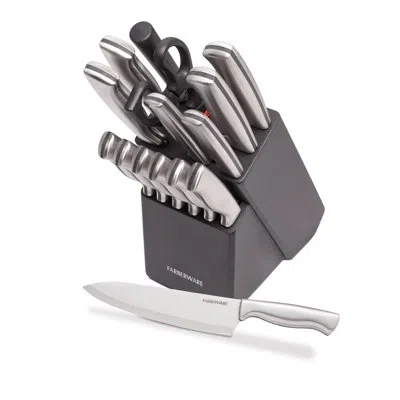 Farberware 15-piece Stamped Stainless Steel Knife Block Set In Silver