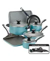 Farberware High Performance Nonstick Aluminum 17pc Cookware Set In Aqua