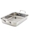 Farberware 17x12.25 Stainless Steel Roaster With Rack In Silver