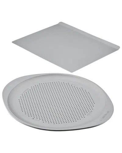 Farberware Smartbrown Nonstick Baking Sheet & Pizza Crisper Pan, Set Of 2 In Grey
