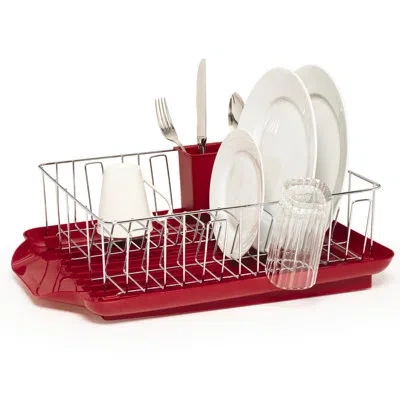 Farberware 3-piece Dish Rack Set In Red