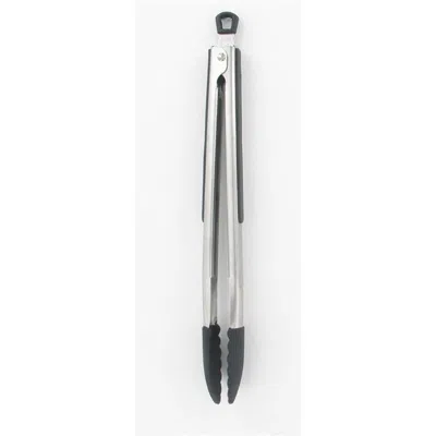 Farberware 6009313 Black & Silver Silicone & Stainless Steel Tongs In Metallic