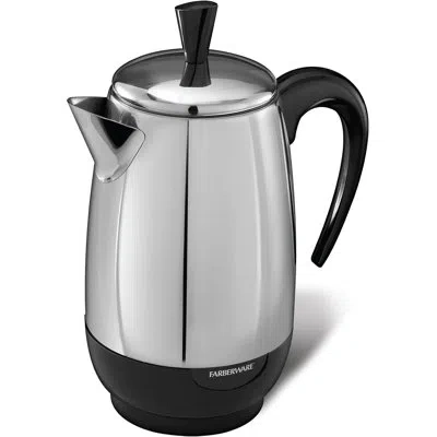 Farberware 8 Cups Black/silver Percolator In Silver;black