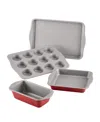 Farberware Bake With Mickey Mouse 4-piece Nonstick Bakeware Set In Red