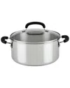 Farberware Brilliance Stainless Steel 5-qt. Dutch Oven With Lid In Silver