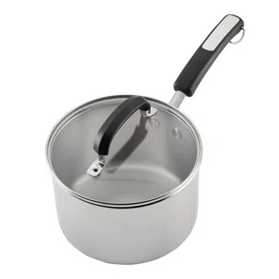 Farberware Brilliance Stainless Steel Saucepan With Lid, Dishwasher Safe And Induction Suitable, 3 Quart, Silve In Silver