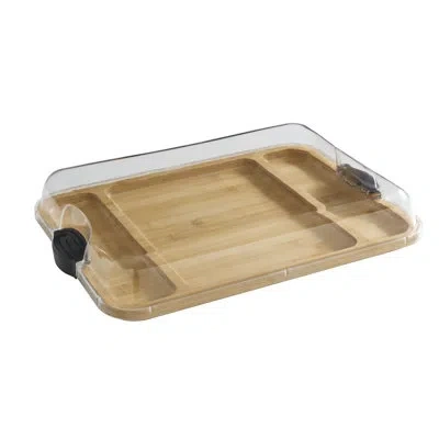 Farberware Build-a-board Bamboo Charcuterie Board With 3-compartments & Locking Lid In Tan