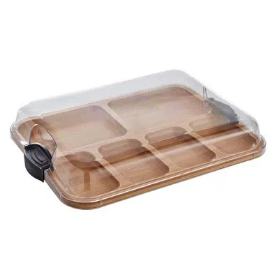Farberware Build-a-board Bamboo Charcuterie Board With 6-compartments & Locking Lid In Tan