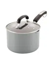 Farberware Eco Advantage Ceramic Nonstick Straining Saucepan With Lid In Gray