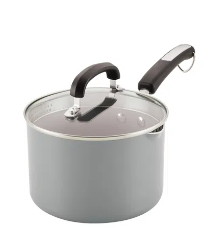 Farberware Ceramic Nonstick Straining 3 Quart Saucepan With Lid In Gray