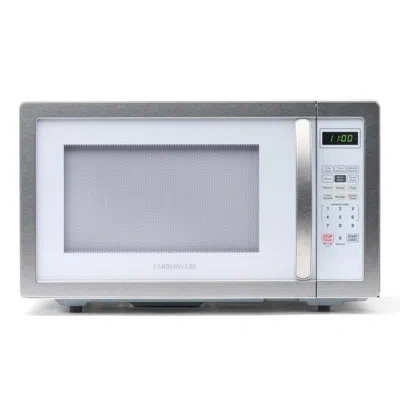 Farberware Classic Countertop Microwave Oven, 1.1 Cubic Feet Cu. Ft., 1000 Watts, With Child Lock In White Platinum