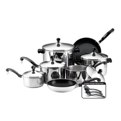 Farberware Classic Series Stainless Steel And Nonstick Cookware Pots And Pans Set, 15 Piece