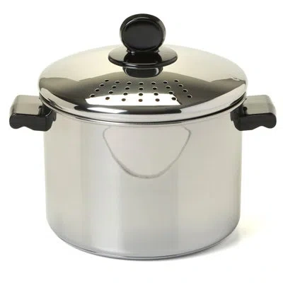 Farberware Classic Stainless Steel 8-quart Covered Straining Stockpot In Silver